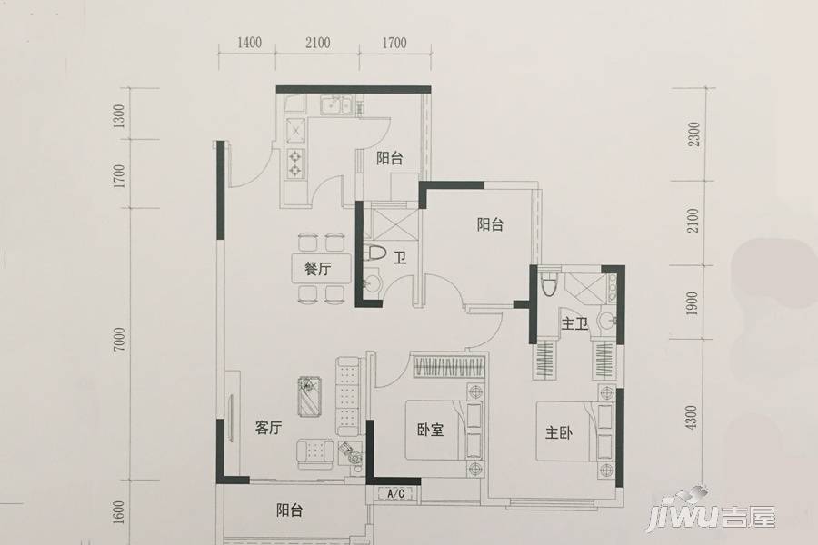 公园里（春晓花园）2室2厅2卫97㎡户型图