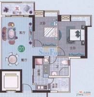 广州新塘新世界花园2室2厅1卫83.9㎡户型图