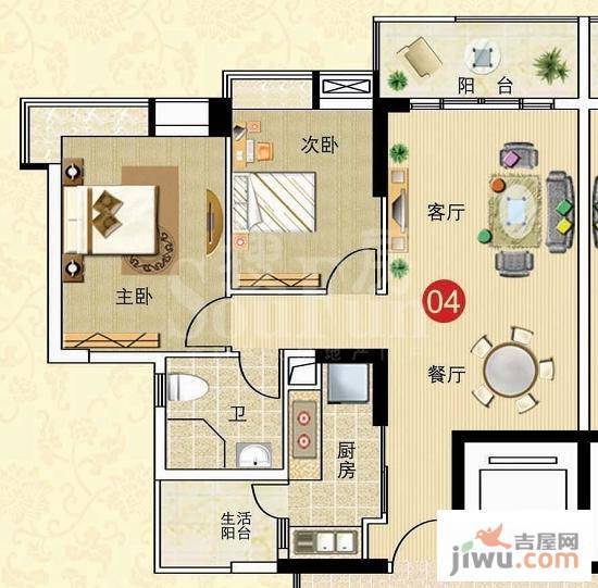 广州新塘新世界花园3室2厅1卫84.7㎡户型图