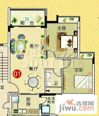 广州新塘新世界花园2室2厅1卫73.8㎡户型图