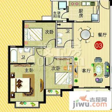 广州新塘新世界花园3室2厅2卫105.1㎡户型图