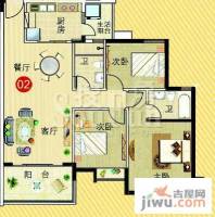 广州新塘新世界花园3室2厅1卫107.7㎡户型图