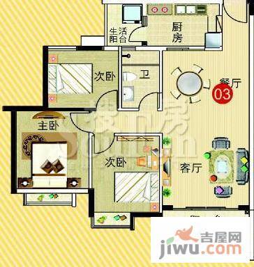 广州新塘新世界花园3室2厅1卫89.9㎡户型图