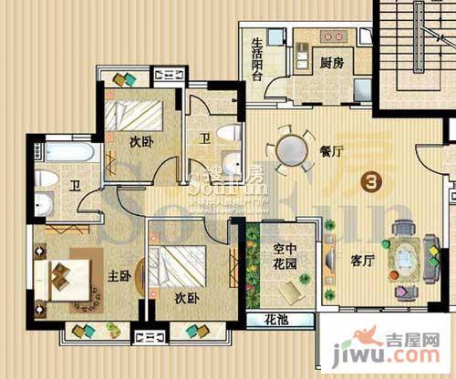 广州新塘新世界花园3室2厅2卫117.9㎡户型图