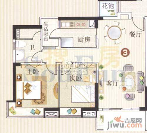 广州新塘新世界花园2室2厅1卫82.1㎡户型图