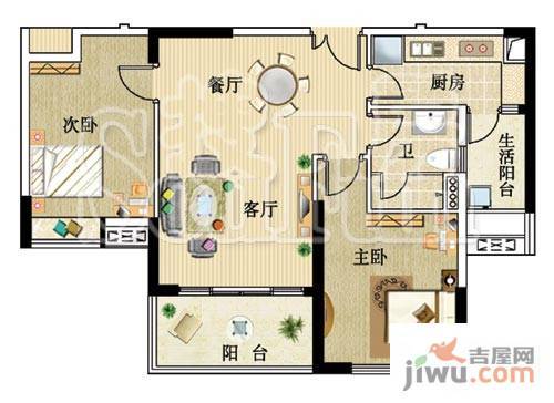 广州新塘新世界花园2室2厅1卫93.3㎡户型图