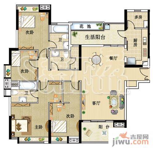 广州新塘新世界花园4室2厅2卫170.4㎡户型图