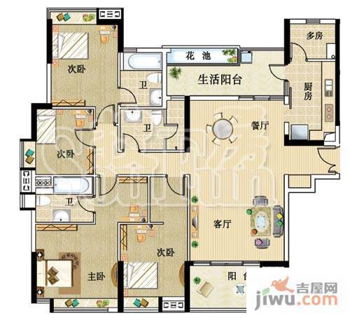 广州新塘新世界花园4室2厅2卫170.4㎡户型图