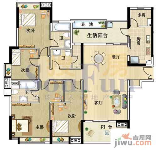 广州新塘新世界花园4室2厅3卫170.4㎡户型图