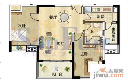 广州新塘新世界花园2室2厅1卫83.3㎡户型图