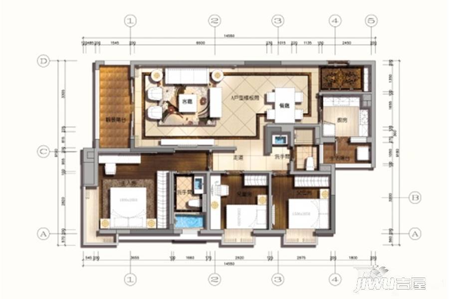 盛会·青云府3室2厅2卫130㎡户型图