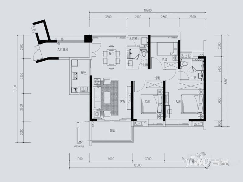 中惠璧珑湾3室2厅2卫120㎡户型图