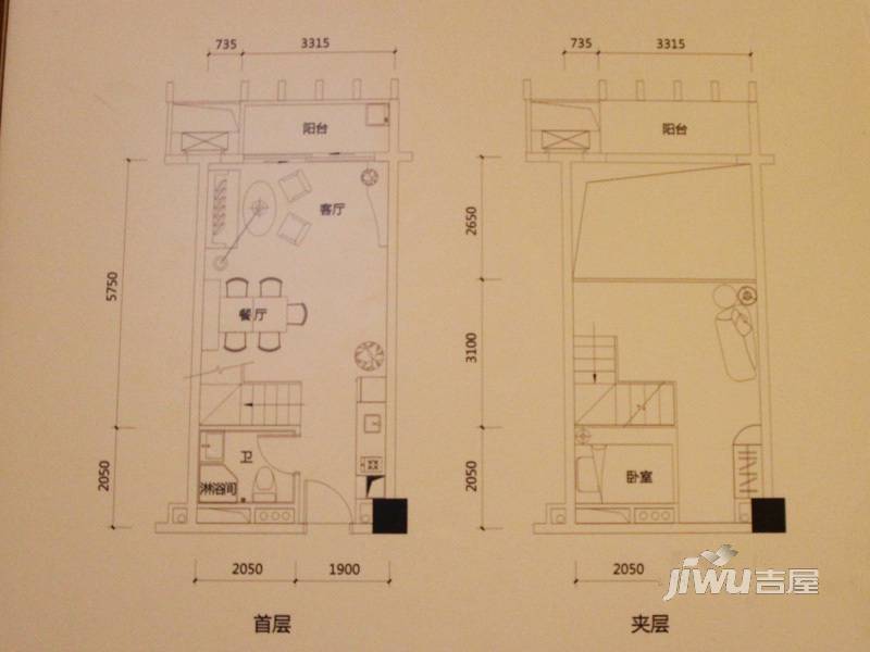 大壮国际广场(商用)1室1厅1卫40.8㎡户型图