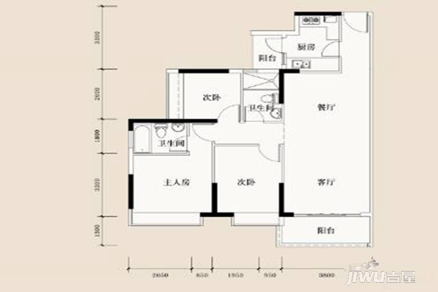 远东御江豪庭3室2厅2卫109㎡户型图