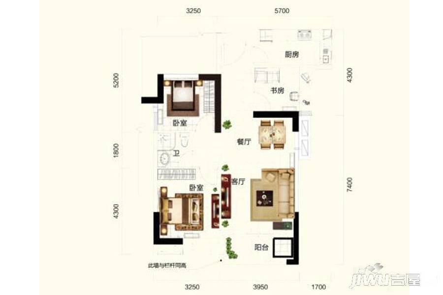 力诚凯怡湾3室2厅1卫86㎡户型图