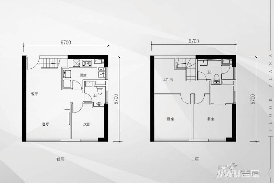 越秀国际总部广场4室2厅2卫61㎡户型图