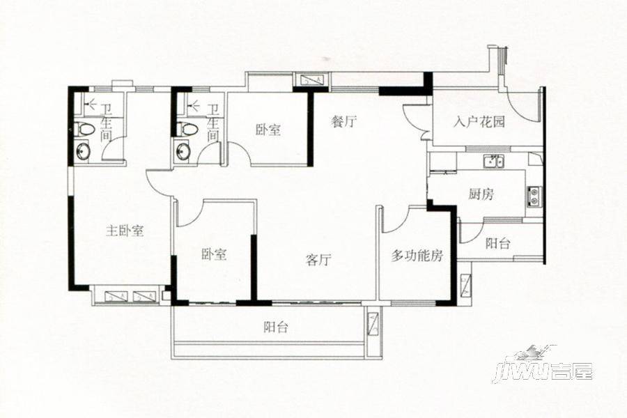 悦江上品4室2厅2卫127㎡户型图