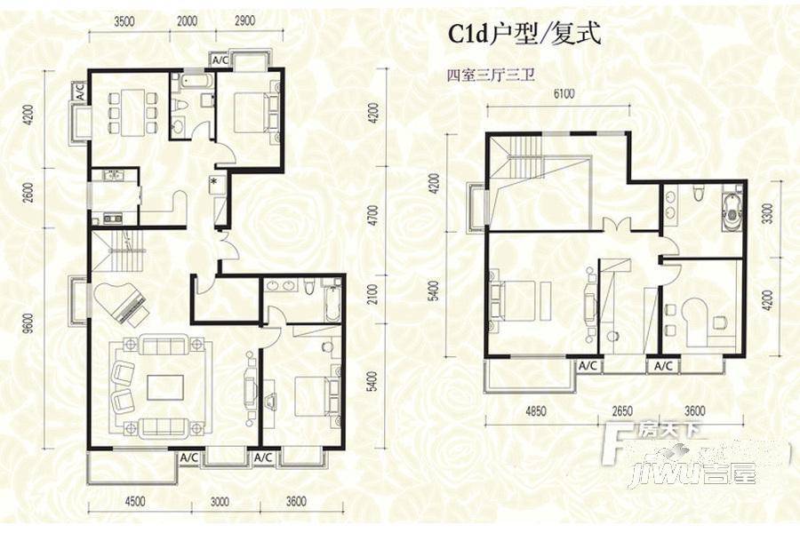 大一山庄4室3厅3卫600㎡户型图