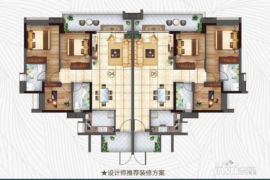 越秀星汇云城3室3厅2卫98㎡户型图