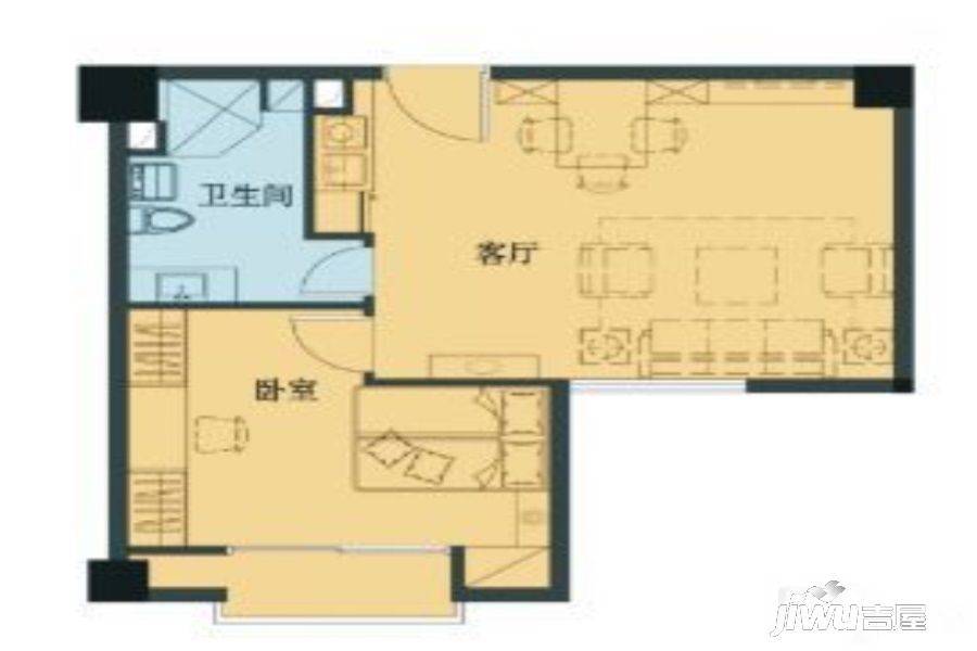 花城美汇（商用）1室1厅1卫74.4㎡户型图