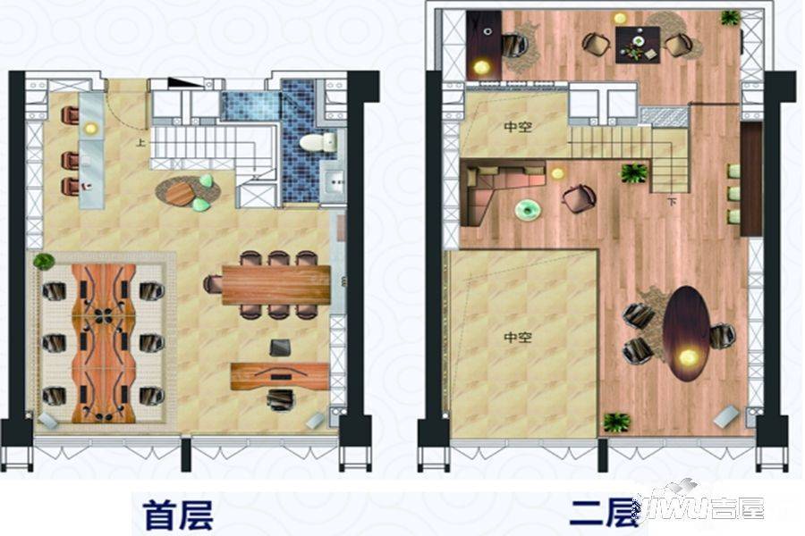 富力天海湾(商业)2室1厅1卫90㎡户型图