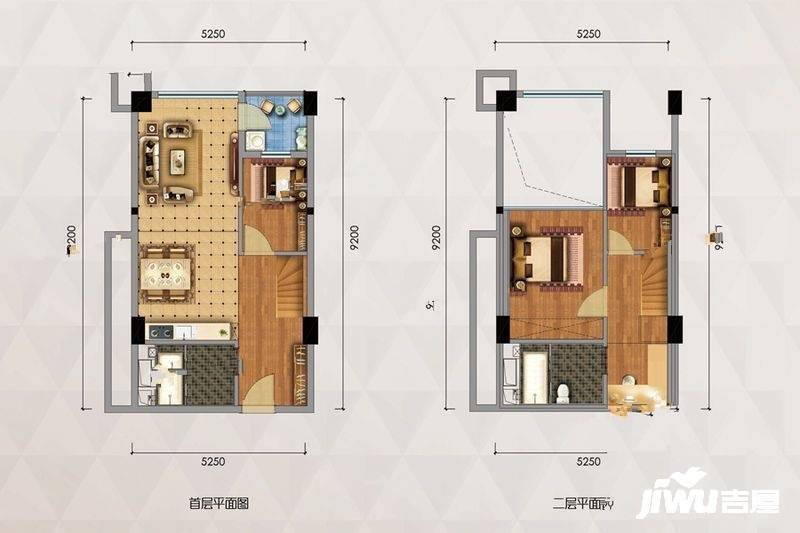 圣地国际汽车产业贸易港3室1厅2卫64㎡户型图