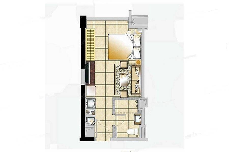 绿地越秀海玥1室1厅1卫55㎡户型图