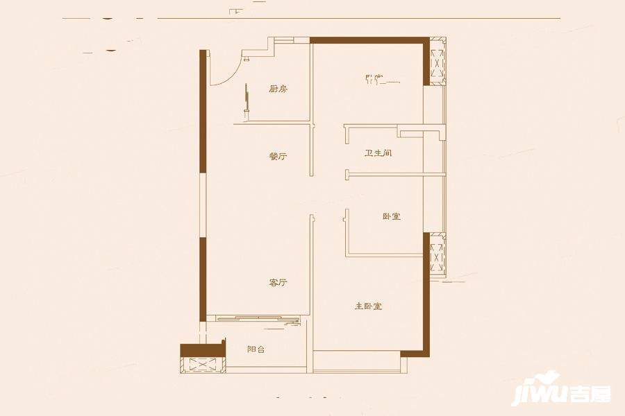 金龙城财富广场(商用)3室2厅1卫89㎡户型图