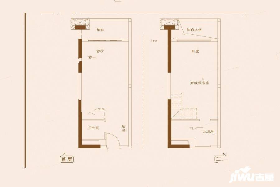 金龙城财富广场(商用)1室2厅2卫46㎡户型图
