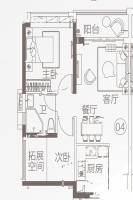 越秀滨海新城2室2厅1卫63㎡户型图