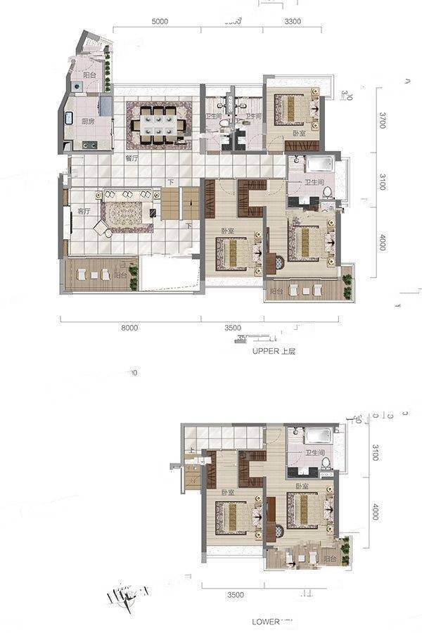 新世界天逸5室2厅4卫295㎡户型图