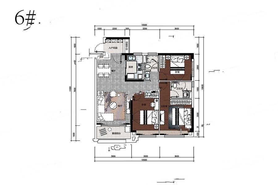 葛洲坝广州紫郡府3室2厅2卫104㎡户型图