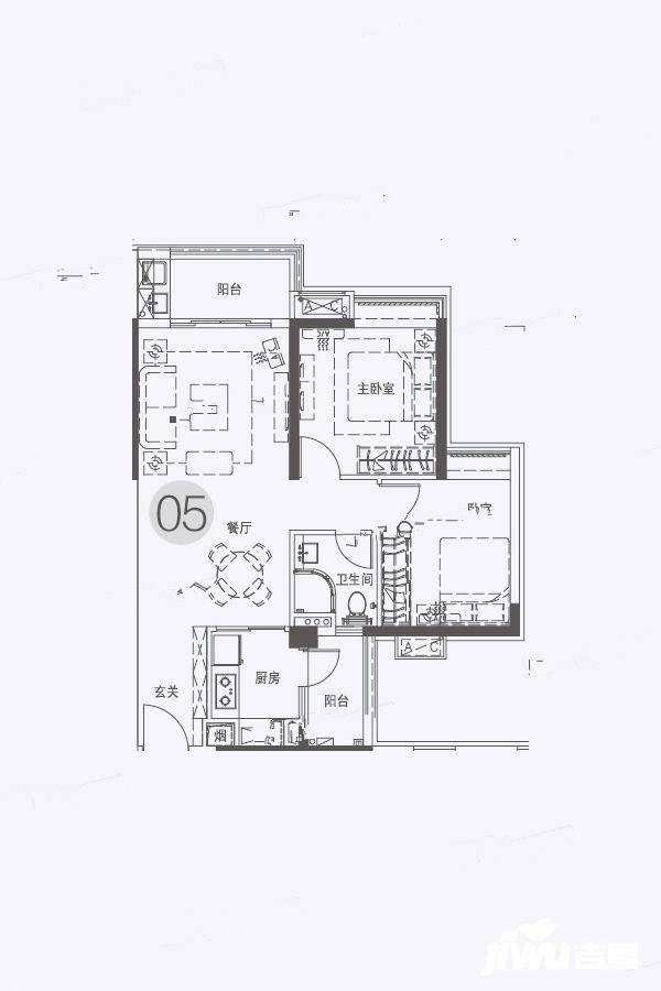 保利罗兰国际2室2厅1卫78㎡户型图