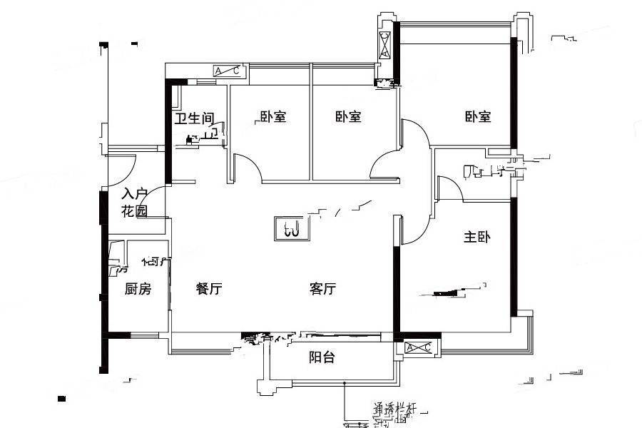 保利罗兰国际4室2厅2卫125㎡户型图