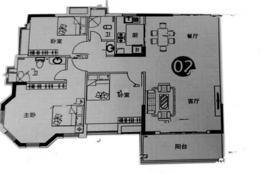 嘉东广场（商用）3室2厅2卫127.8㎡户型图