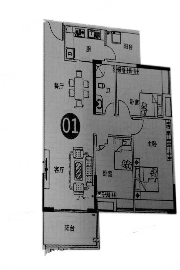 嘉东广场（商用）3室2厅2卫105㎡户型图