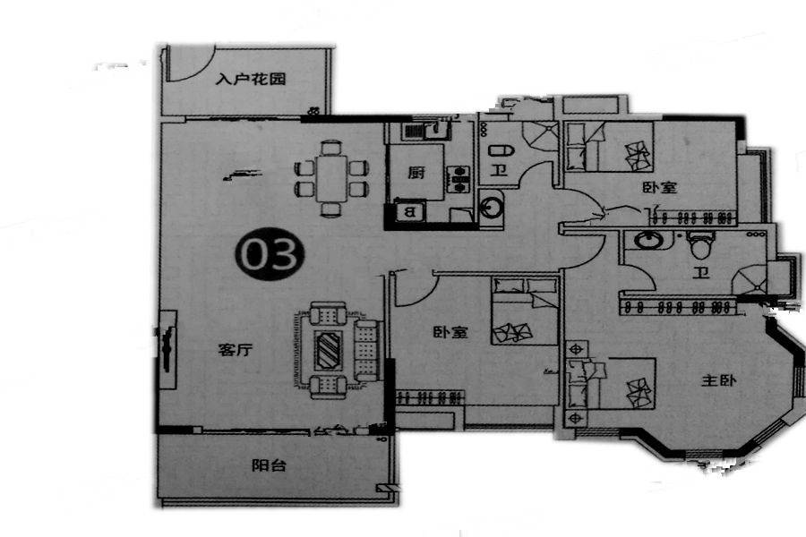 嘉东广场（商用）3室2厅2卫127.8㎡户型图
