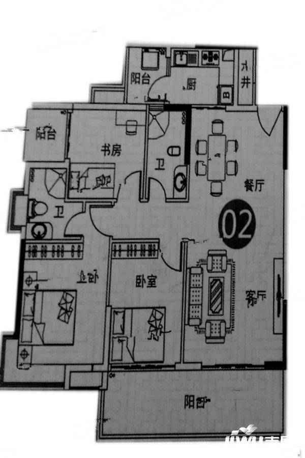 嘉东广场（商用）3室2厅2卫106.3㎡户型图