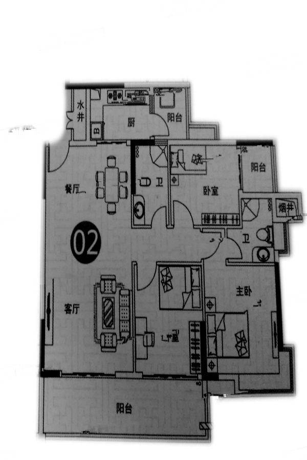 嘉东广场（商用）3室2厅2卫110.7㎡户型图