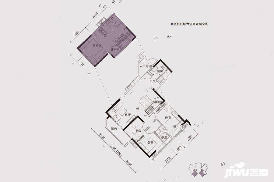 保利紫云3室2厅1卫114.3㎡户型图