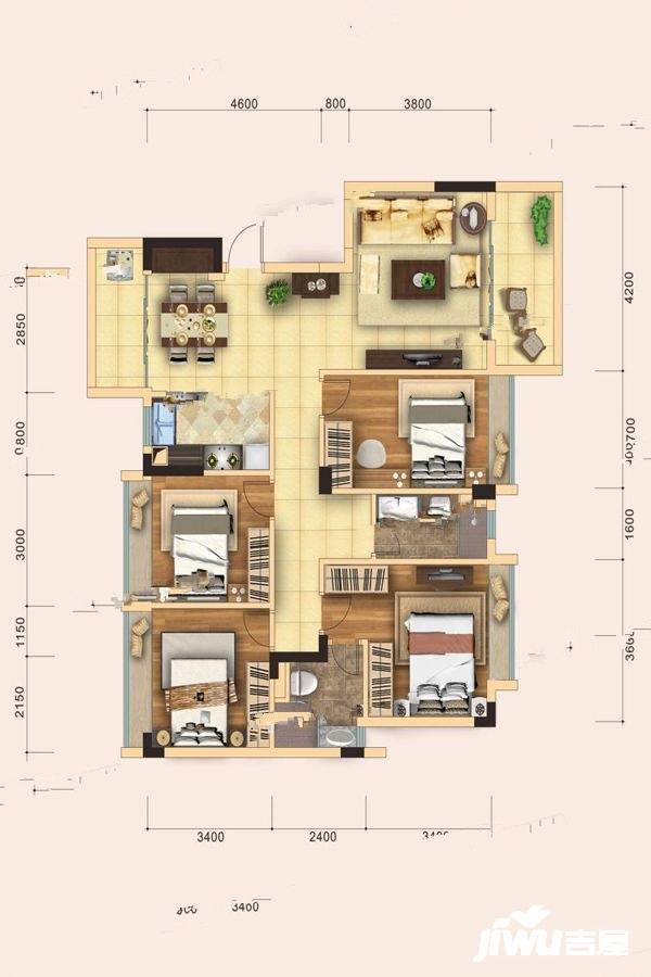 南沙御顷轩4室2厅2卫143㎡户型图