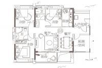 越秀滨海新城3室2厅2卫105㎡户型图