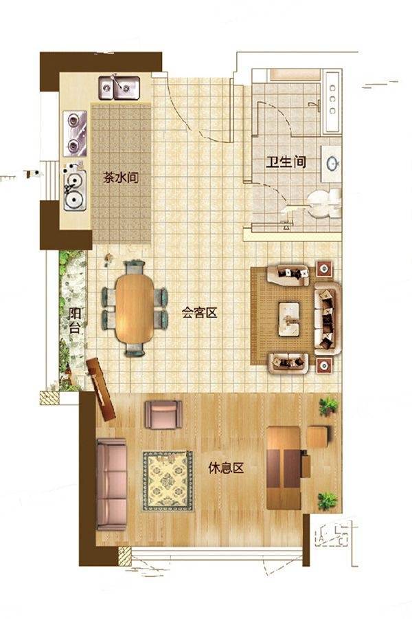 中海联智汇城（商业）1室0厅1卫44㎡户型图