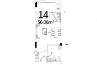 功夫小镇1室1厅1卫56㎡户型图