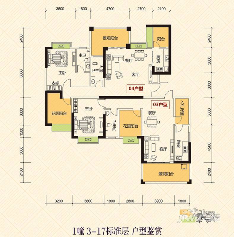 恒怡湾2室2厅1卫115.1㎡户型图