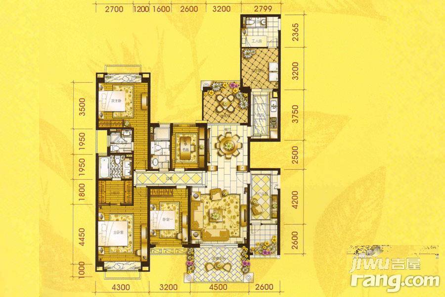 安康金海湾5室2厅4卫195㎡户型图