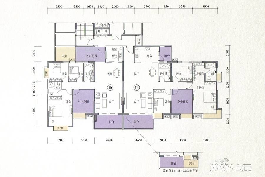 城市美林3室2厅2卫160㎡户型图