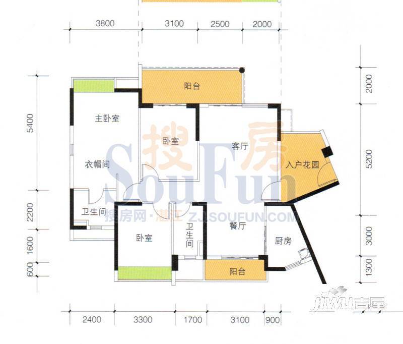 明景江南世家
                                                            3房2厅2卫
