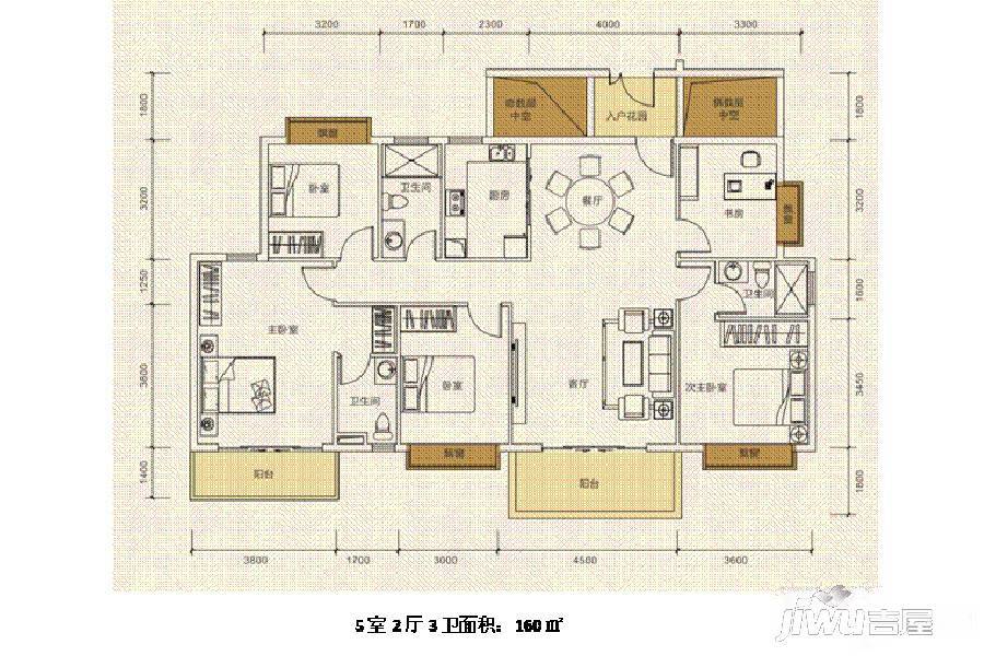 永兴国际城5室2厅3卫160㎡户型图