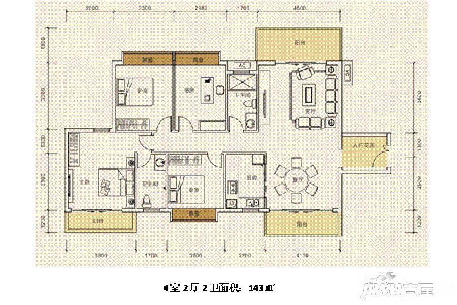 永兴国际城4室2厅2卫143㎡户型图